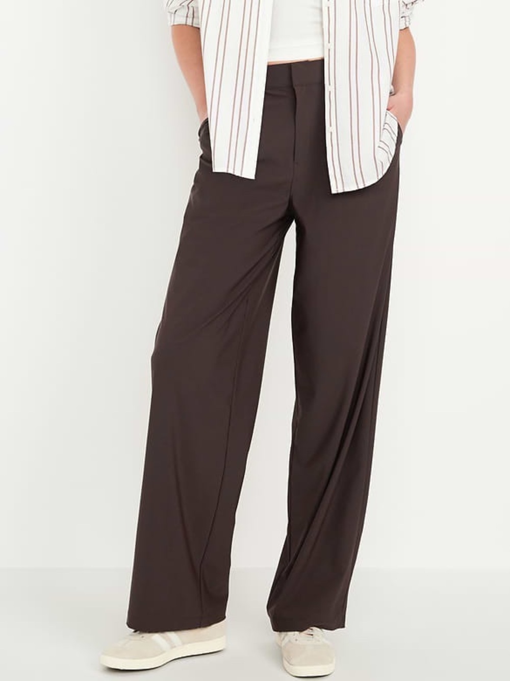 Old Navy SleekTech High Rise Wide Leg Pants Brown Size Medium Tall